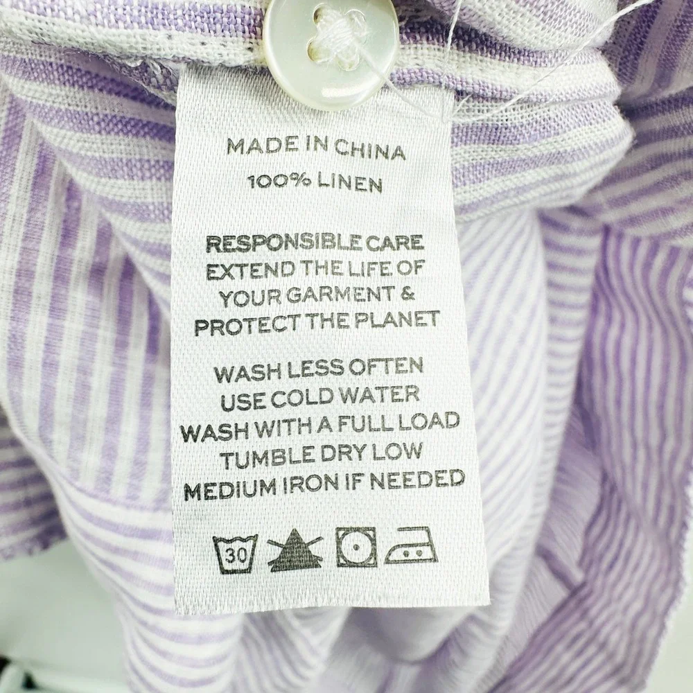 Hill House Laura Dress Linen Stripe Shirt Dress in Lilac‎ Size Medium - Picture 10 of 11